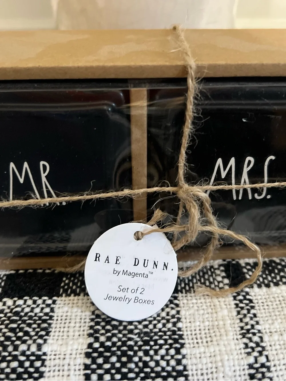Rae Dunn Mr. & Mrs. Black Jewelry Box Set - Set of 2 NWT